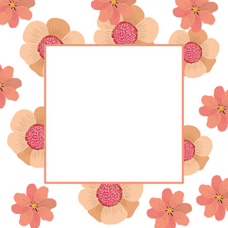 frame with flower isolated icon vector illustration designのイラスト素材