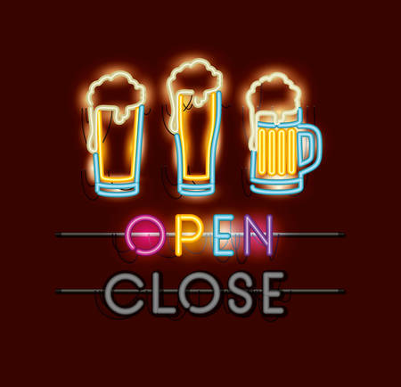 beers jars neon lights vector illustration designのイラスト素材