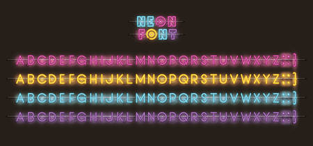 alphabet fonts neon lights vector illustration designのイラスト素材