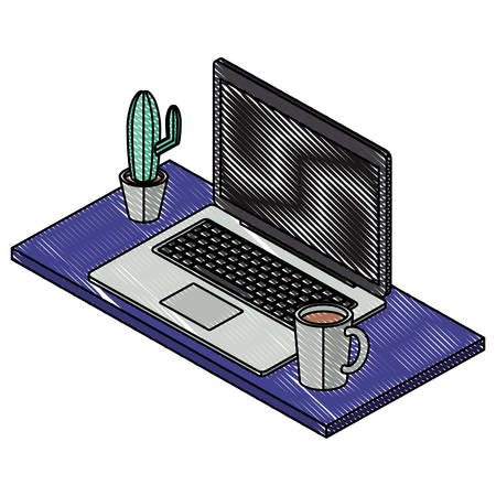 work place scene isometric icons vector illustration designのイラスト素材