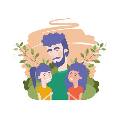 father with children avatar character vector illustration designのイラスト素材