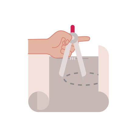 hand with construction plan isolated icon vector illustration designのイラスト素材