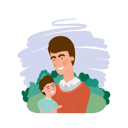 father with son avatar character vector illustration designのイラスト素材