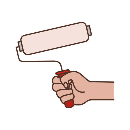 hand with paint roller tool isolated icon vector illustration designのイラスト素材
