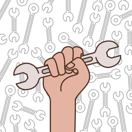hand with wrench tool isolated icon vector illustration designのイラスト素材