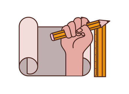 hand with construction plan isolated icon vector illustration designのイラスト素材