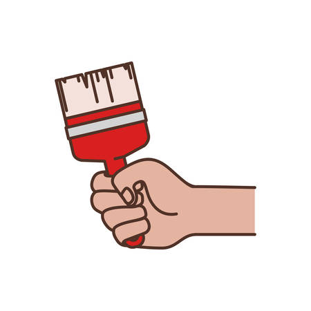 hand with paint brush tool isolated icon vector illustration designのイラスト素材