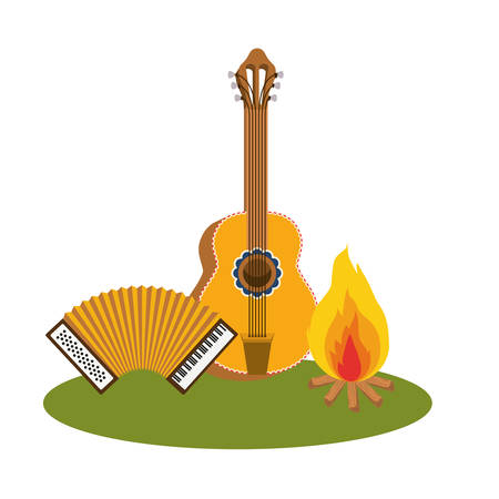 guitar and accordion isolated icon vector illustration designのイラスト素材