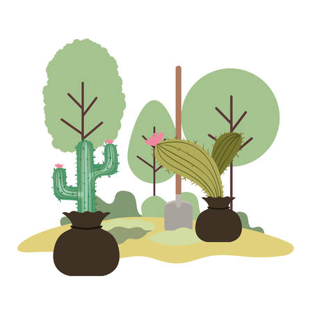 cactus to plant in landscape isolated icon vector illustration designのイラスト素材