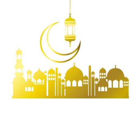 ramadan kareem mosque building with moon vector illustration designのイラスト素材