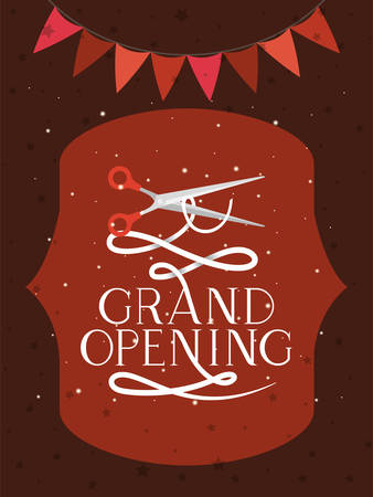 grand oppening frame with scissors vector illustration designのイラスト素材