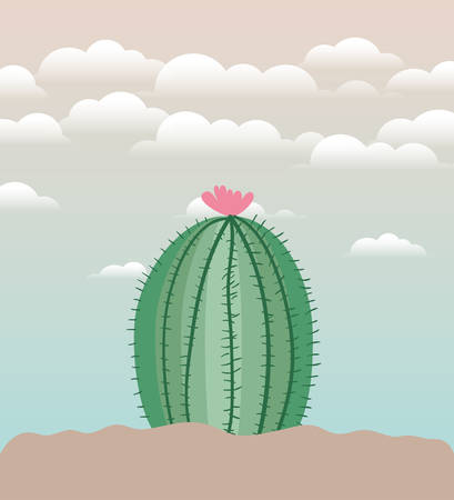 cactu planted in garden icon vector illustration designのイラスト素材