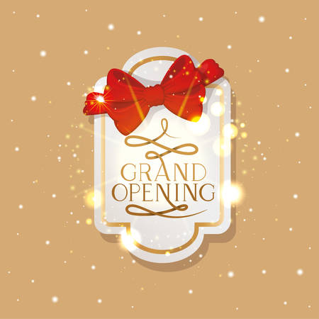 elegant golden frame with ribbon and grand opening message vector illustrationのイラスト素材