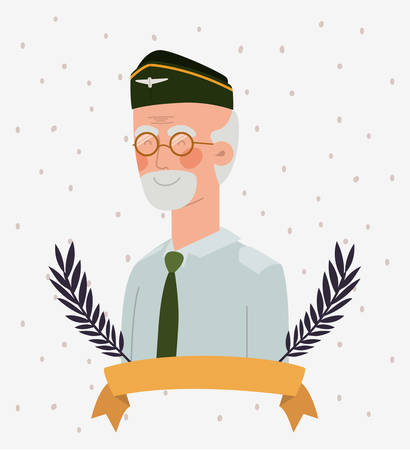 veteran military celebration card with leafs vector illustration designのイラスト素材