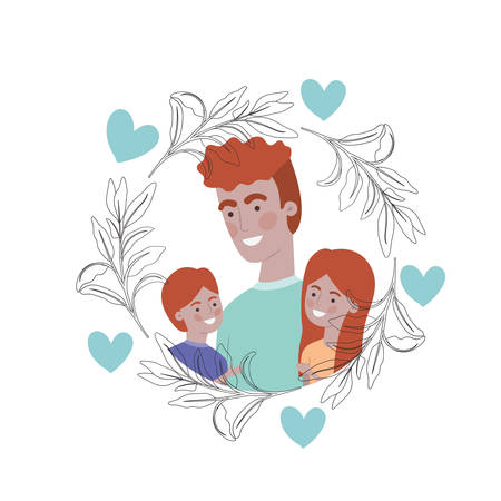 father with children avatar character vector illustration designのイラスト素材