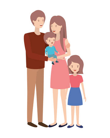 couple of parents with children avatar character vector illustration designのイラスト素材