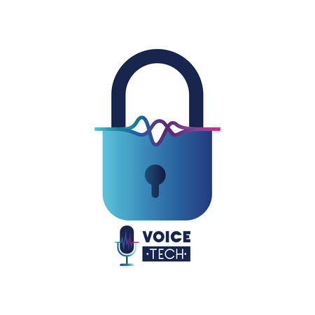 voice tech label with security padlock vector illustration designのイラスト素材