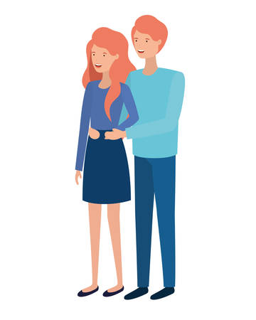 young couple avatar character vector illustration designのイラスト素材