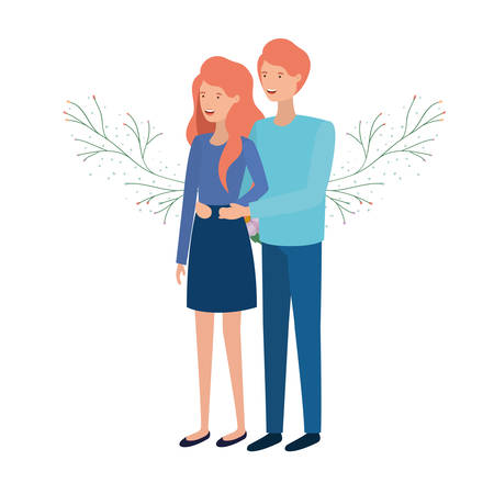 young couple avatar character vector illustration designのイラスト素材
