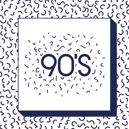 monochrome frame with pattern ninetys style and number 90 vector illustration