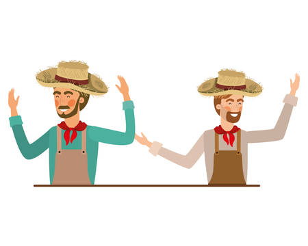 farmers men talking with straw hat vector illustration designのイラスト素材