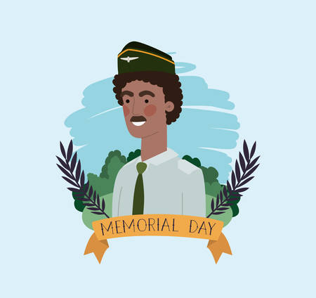 military man with uniform in the field vector illustration designのイラスト素材