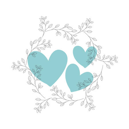 garland of heart with flowers isolated icon vector illustration desingのイラスト素材