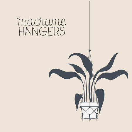 houseplant in macrame hangers vector illustration designのイラスト素材