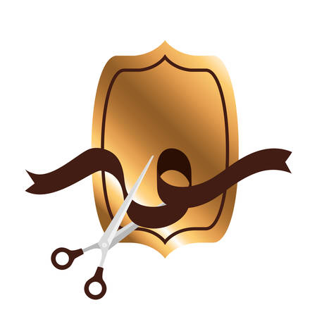 frame with ribbon and scissor in white background vector illustration designのイラスト素材