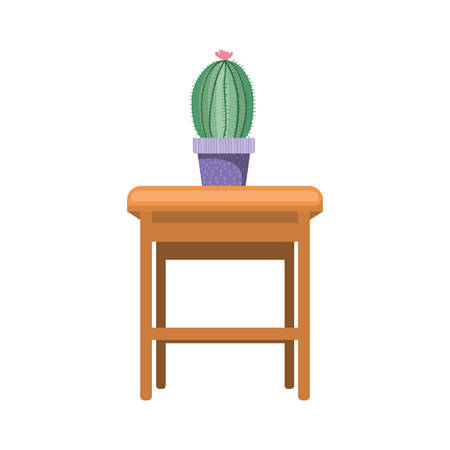 cactus with potted on the table icon vector illustration designのイラスト素材