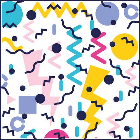 geometric figures colors ninetys patterns vector illustration designのイラスト素材