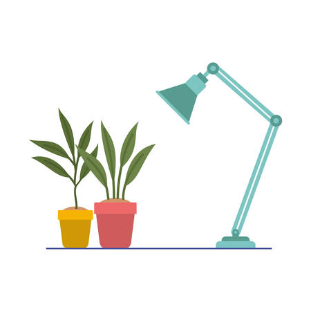 houseplant with lamp in white background vector illustration designのイラスト素材