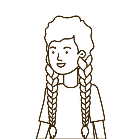 young woman in white background avatar character vector illustration designのイラスト素材