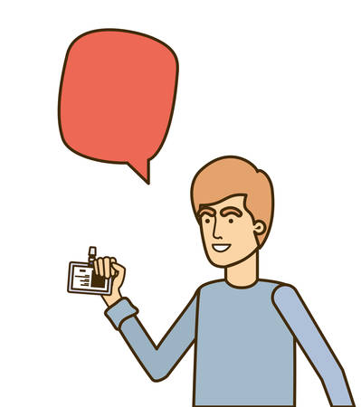 man with speech bubble avatar character vector illustration designのイラスト素材