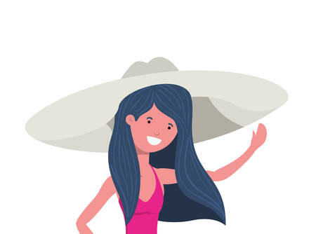 young woman with swimsuit on white background vector illustration designのイラスト素材