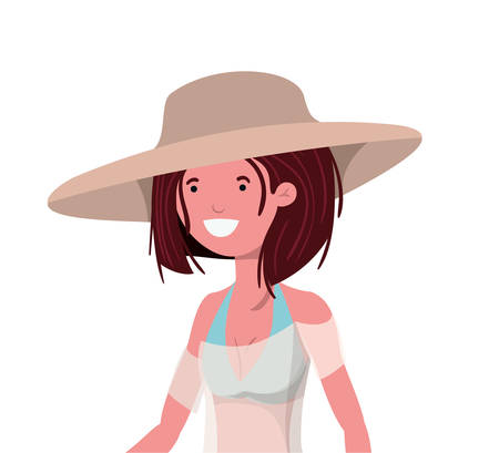 young woman with swimsuit on white background vector illustration designのイラスト素材