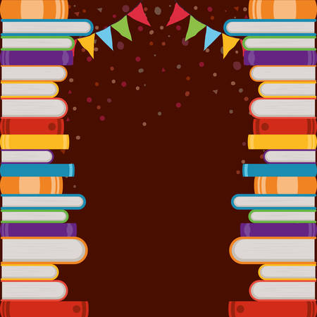 Books and pennant design, Education literature read library school university and learning theme Vector illustrationのイラスト素材