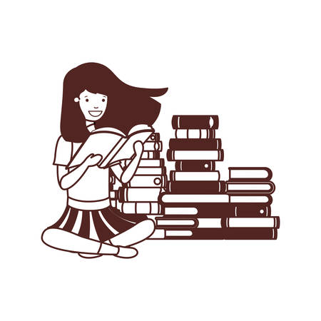 student girl with reading book in the hands vector illustration designのイラスト素材