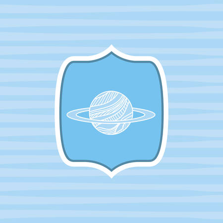 Planet over striped background design, Science communication orbit global universe world theme Vector illustrationのイラスト素材