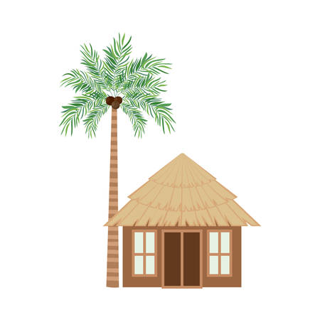 wooden house on the beach with white backgroundのイラスト素材