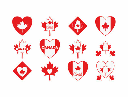 Maple leaf and canada day icon set design, Culture national country travel and tourism theme Vector illustrationのイラスト素材