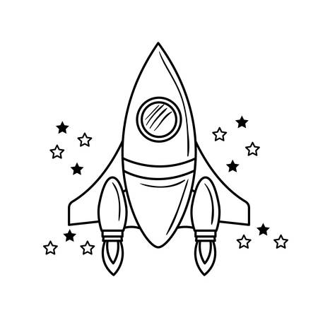 rocket flying with white background vector illustration designのイラスト素材