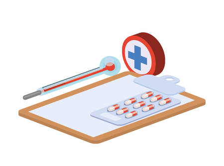 medicine objects on white background vector illustration designのイラスト素材