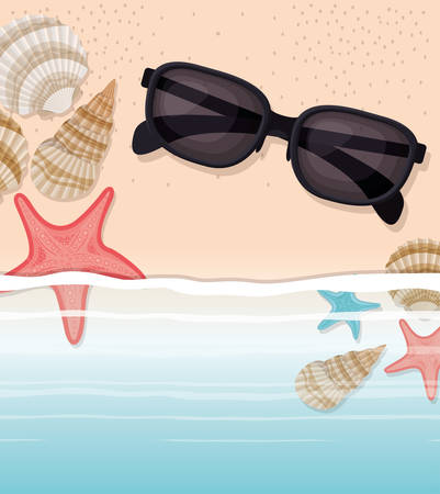 Seashell and seastar design, Nature beach summer marine exotic decoration and aquatic theme Vector illustrationのイラスト素材