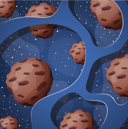 Asteroid design, Solar system space orbit galaxy universe and science theme Vector illustrationのイラスト素材