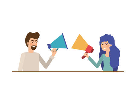 young couple in white background avatar character vector illustration designのイラスト素材