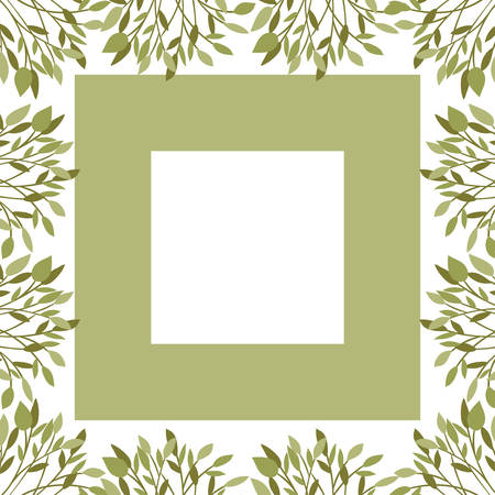 frame with branch and leaf of summer vector illustration designのイラスト素材