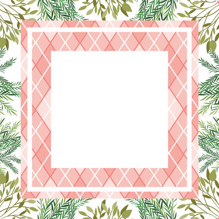 frame with branch and leaf of summer vector illustration designのイラスト素材