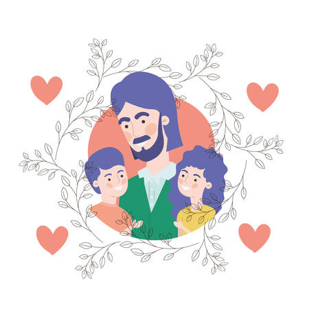 father with children avatar character vector illustration designのイラスト素材