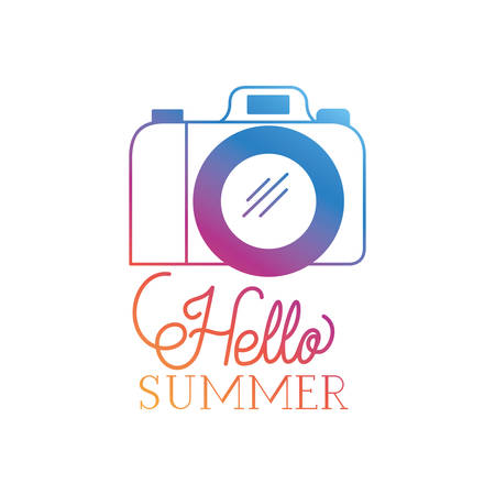 hello summer label with colorful image vector illustration designのイラスト素材